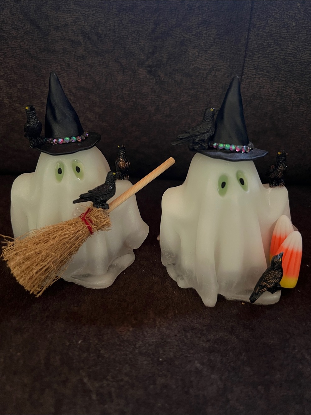Whimsical Ghost Witch Halloween Figurines